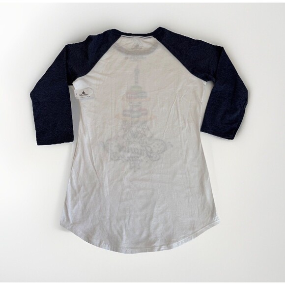 Disney Epcot France Macaron Eiffel Tower Raglan T Shirt White Grey Gray SZ S NWT - Picture 5 of 7